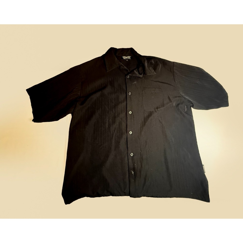 Dragonfly Clothing Company Mens Black Striped Short Sleeve Button Up Shirt XL - Picture 5 of 6